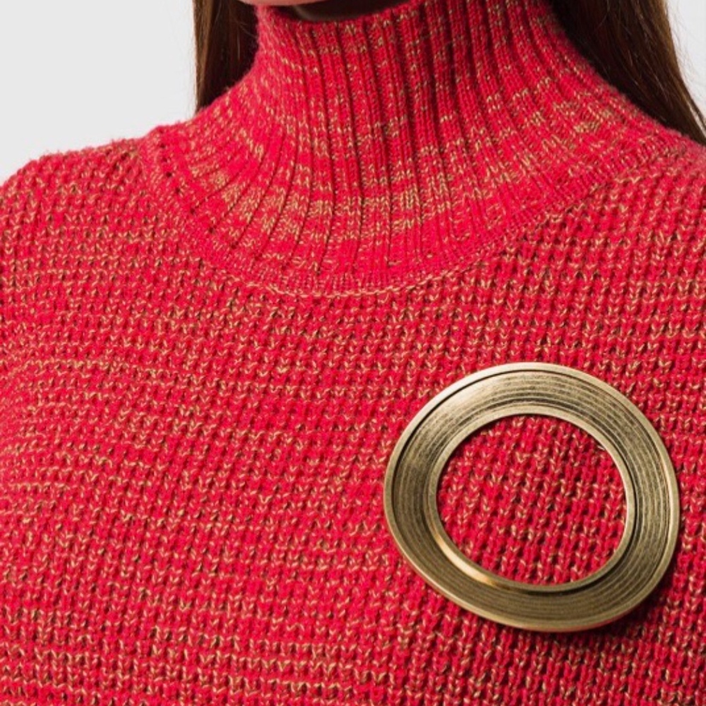 Marni Brass Plated Curved Ring Brooch NWOT